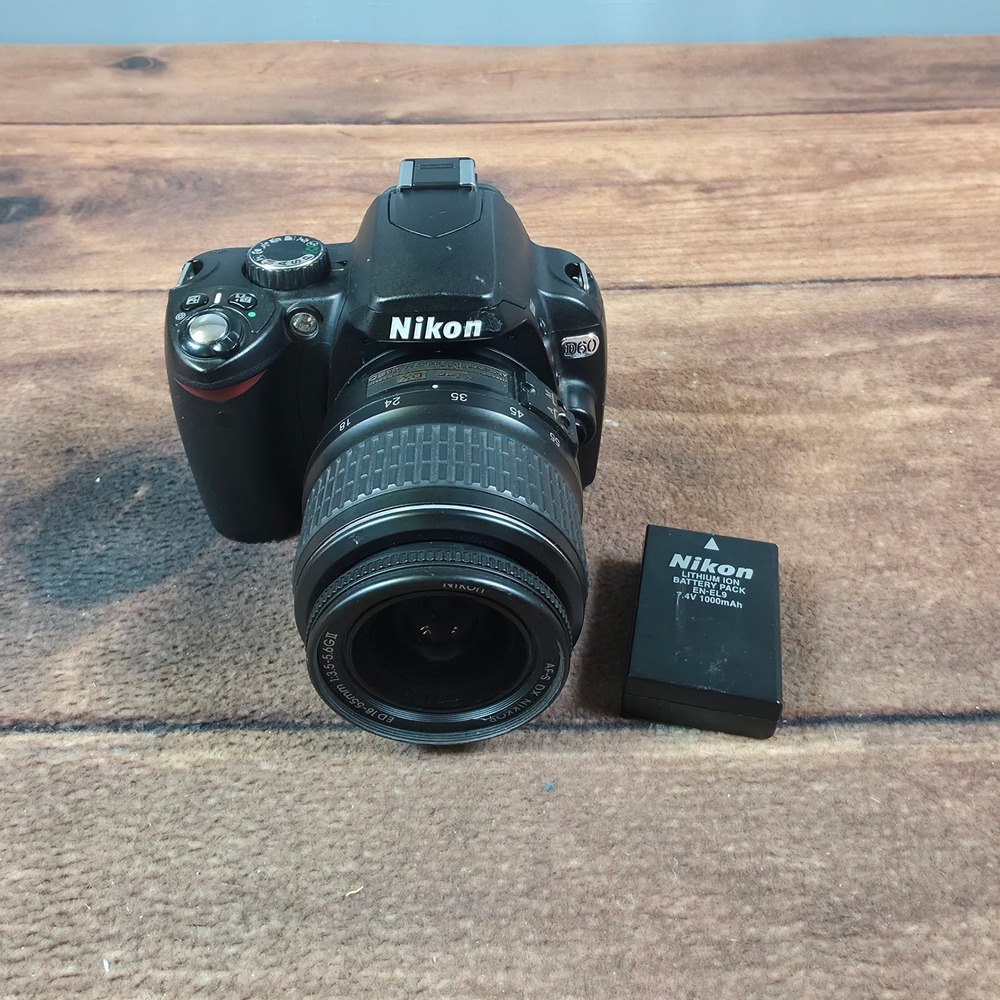 Nikon D60 DSLR Camera Black Good 18-55mm Lens EN-EL9 Battery 10.2MP CCD